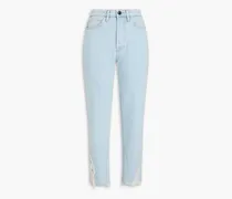 Higher ground cropped frayed mid-rise boyfriend jeans - Blue