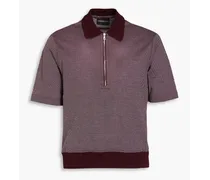 Jacquard-knit cotton polo shirt - Burgundy