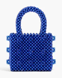 Shrimps Antonia mini beaded satin tote - Blue Blue