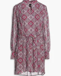 Rag & Bone Carly pleated printed georgette mini dress - Red Red