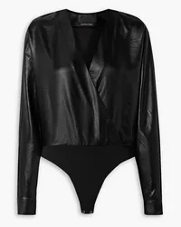 RTA Satin-paneled jersey bodysuit - Black Black