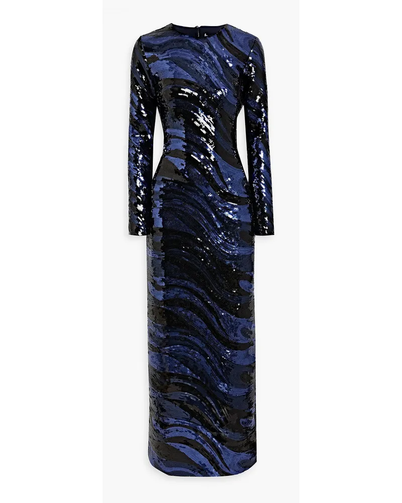 Halston Whitney cutout sequined tulle gown - Blue Blue