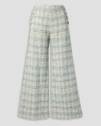 Lisa Marie Fernandez Sailor checked cotton-blend tweed wide-leg pants - White White