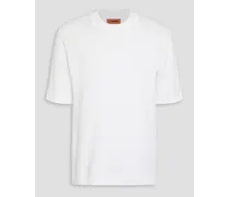 Crochet-knit cotton-blend T-shirt - White