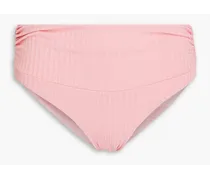 Bel Air ruched ribbed mid-rise bikini briefs - Pink