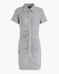 Monrow Mélange ruched French terry mini dress - Gray Gray