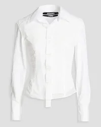 Jacquemus Ruched stretch-mesh paneled cotton-poplin shirt - White White