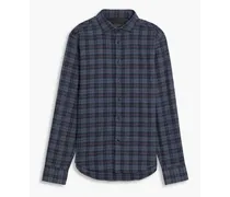 Pursuit Rove knit-paneled checked cotton-flannel shirt - Gray