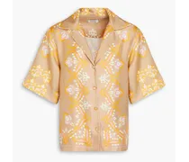 Printed silk-satin shirt - Neutral