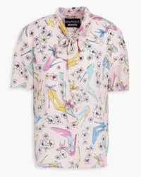 Moschino Pussy-bow printed silk crepe de chine blouse - Pink Pink