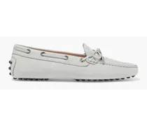 Heaven bow-detailed nubuck loafers - Gray