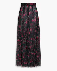 Philosophy Di Lorenzo Serafini Floral-print tulle maxi skirt - Black Black