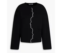 Embroidered French cotton-blend terry sweatshirt - Black