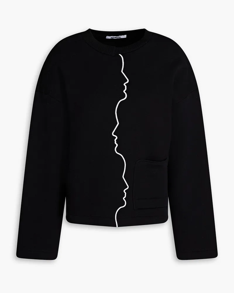 Vivetta Embroidered French cotton-blend terry sweatshirt - Black Black