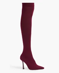 René Caovilla Grace stretch-knit over-the-knee boots - Burgundy Burgundy