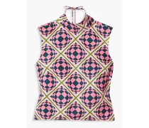 Tied Up open-back printed shell top - Pink