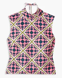 Maisie Wilen Tied Up open-back printed shell top - Pink Pink