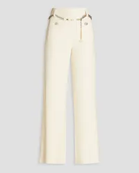 Maje Chain-embellished tweed wide-leg pants - White White