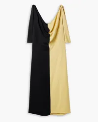 GAUCHERE Todd draped two-tone crepe de chine dress - Black Black