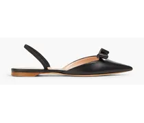 Mercato cutout bow-detailed leather point-toe slingback flats - Black