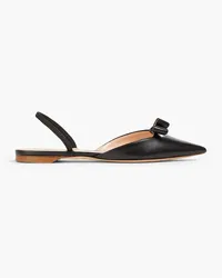 Rupert Sanderson Mercato cutout bow-detailed leather point-toe slingback flats - Black Black