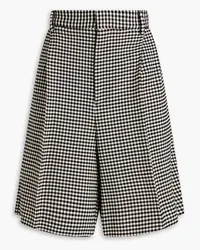 Marni Pleated gingham wool-blend twill shorts - Black Black