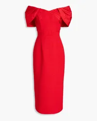 Rebecca Vallance Chiara off-the-shoulder cloqué and taffeta midi dress - Red Red