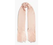 Lace-trimmed plissé wool and silk-blend scarf - Pink
