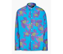 Simon floral-print cotton-poplin shirt - Purple
