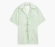Tie-front satin-jacquard shirt - Green