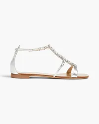 Giuseppe Zanotti Roll 10 crystal-embellished metallic leather sandals - Metallic Metallic