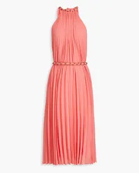 Zimmermann Chain-embellished pleated georgette halterneck midi dress - Orange Orange