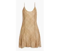 Delilah printed silk-blend chiffon mini slip dress - Brown