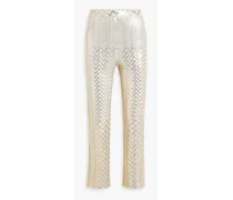 Metallic cotton-blend straight-leg pants - Metallic