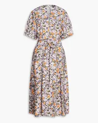 Vince Floral-print poplin midi dress - Purple Purple