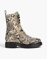 Moschino Snake-effect leather combat boots - Animal print Animal