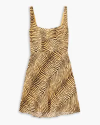 RIXO Ronan tiger-print silk crepe de chine mini dress - Yellow Yellow