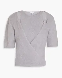 Ganni Wrap-effect brushed alpaca-blend top - Gray Gray