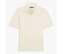 Faustino cotton, Lyocell and linen-blend terry polo shirt - White