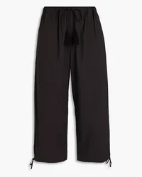 Tory Burch Tasseled cotton-blend poplin tapered pants - Black Black