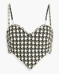 Area Cropped houndstooth wool-blend tweed top - Black Black