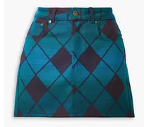 Argyle wool-piqué mini skirt - Blue