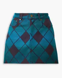 AHLUWALIA Argyle wool-piqué mini skirt - Blue Blue