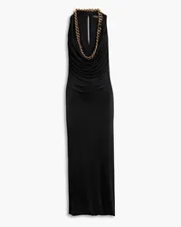 Versace Chain-embellished draped satin-jersey maxi dress - Black Black