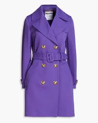 Moschino Belted button-embellished cotton-gabardine trench coat - Purple Purple