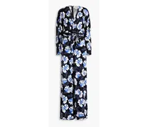 Fanny floral-print Lyocell and wool-blend jersey wide-leg jumpsuit - Blue