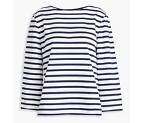 Striped cotton-jersey top - Blue