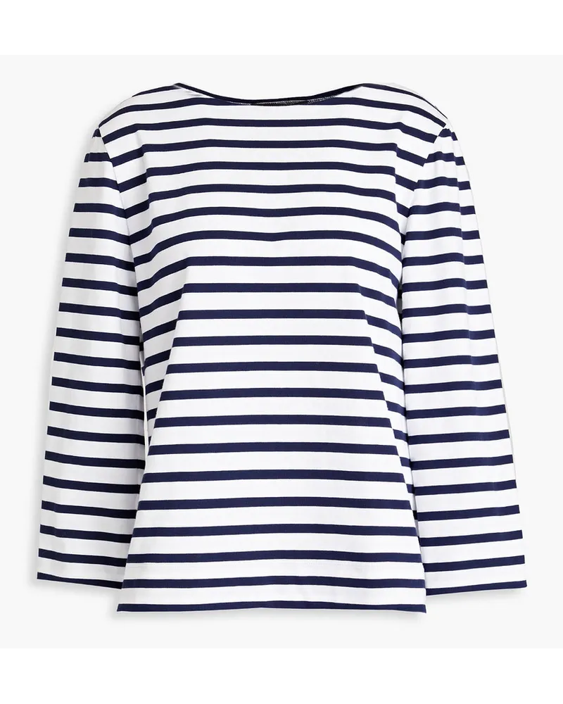 Striped cotton-jersey top - Blue