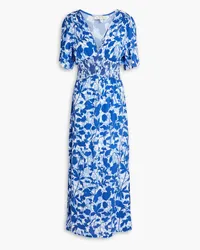 Heidi Klein Tuscany shirred floral-print mousseline midi dress - Blue Blue