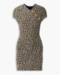 Balmain Button-embellished metallic bouclé-tweed mini dress - Black Black